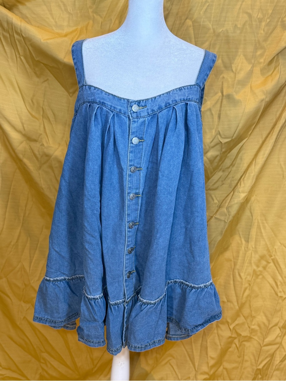 SHEIN Blue Denim Button-Front Mini Sundress